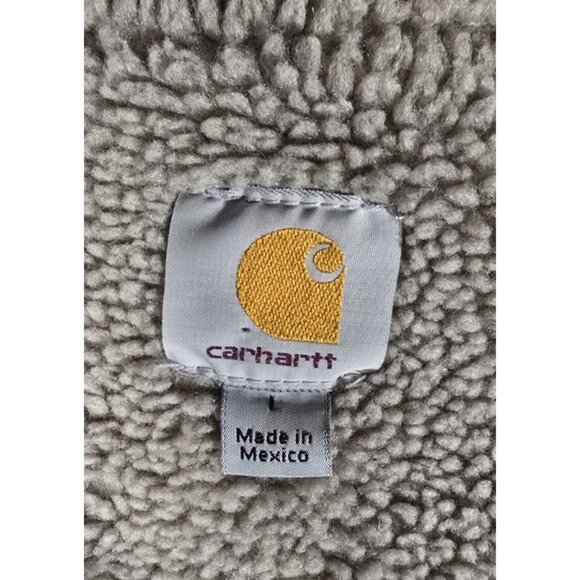 Carhartt V26 DKB Brown Canvas Sherpa Lined Full Zip Outdoor Work Vest Men's L - Picture 7 of 12